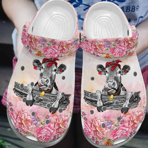 Cow Personalize Clog, Custom Name, Text, Fashion Style For Women, Men, Kid, Print 3D Floral Cow