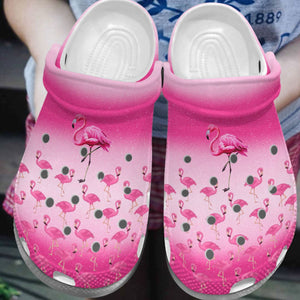Flamingo Personalize Clog, Custom Name, Text, Fashion Style For Women, Men, Kid, Print 3D Whitesole Flamingo Lovers