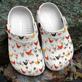 Chicken Personalize Clog, Custom Name, Text, Fashion Style For Women, Men, Kid, Print 3D Whitesole Chicken Pattern