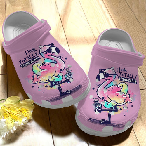 Flamingo Personalize Clog, Custom Name, Text, Fashion Style For Women, Men, Kid, Print 3D I Look Totally Flamazing