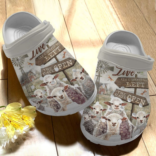Sheep Personalize Clog, Custom Name, Text, Fashion Style For Women, Men, Kid, Print 3D Left The Gate Open
