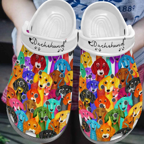 Dachshund Personalize Clog, Custom Name, Text, Fashion Style For Women, Men, Kid, Print 3D Colorful Dachshunds