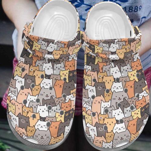 Cat Personalize Clog, Custom Name, Text, Fashion Style For Women, Men, Kid, Print 3D Cat Pattern 1