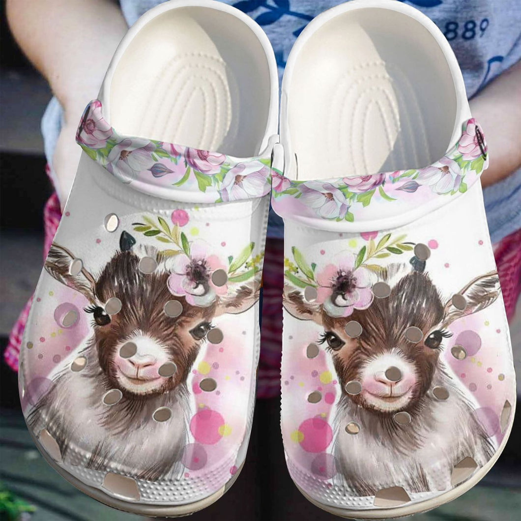 Goat Personalize Clog, Custom Name, Text, Fashion Style For Women, Men, Kid, Print 3D Be Happy