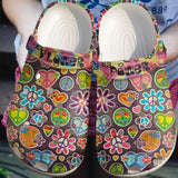 Hippie Personalize Clog, Custom Name, Text, Fashion Style For Women, Men, Kid, Print 3D Flower Power