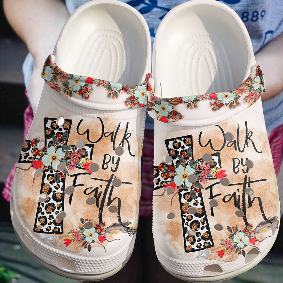 God Personalize Clog, Custom Name, Text, Fashion Style For Women, Men, Kid, Print 3D Walk By Faith