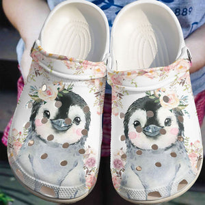 Penguin Personalize Clog, Custom Name, Text, Fashion Style For Women, Men, Kid, Print 3D Happy Steps