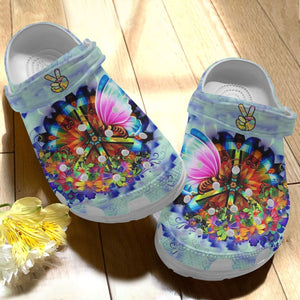 Hippie Personalize Clog, Custom Name, Text, Fashion Style For Women, Men, Kid, Print 3D Happy Day