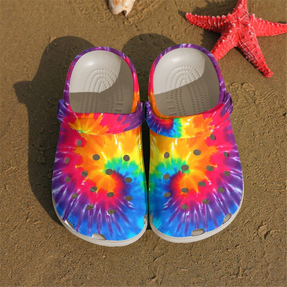 Hippie Personalize Clog, Custom Name, Text, Fashion Style For Women, Men, Kid, Print 3D Tye Dye Pattern
