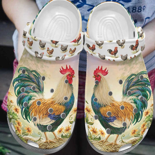 Chicken Personalize Clog, Custom Name, Text, Fashion Style For Women, Men, Kid, Print 3D Whitesole Too Cool Chicken