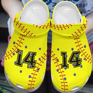 Softball Personalized Personalize Clog, Custom Name, Text, Fashion Style For Women, Men, Kid, Print 3D Softball Stitches