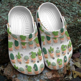 Succulent Personalize Clog, Custom Name, Text, Fashion Style For Women, Men, Kid, Print 3D Whitesole Succulent Pattern