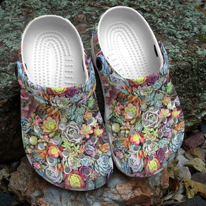 Succulent Personalize Clog, Custom Name, Text, Fashion Style For Women, Men, Kid, Print 3D Whitesole Water Soul