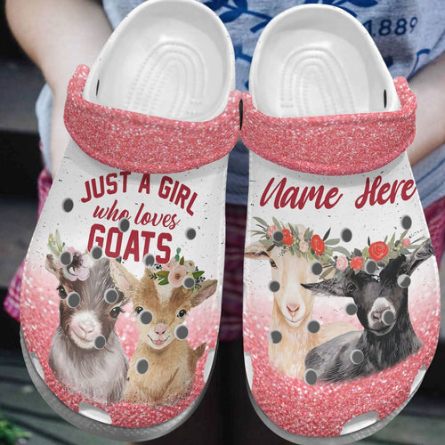 Goat Personalize Clog, Custom Name, Text, Fashion Style For Women, Men, Kid, Print 3D Personalized Just Adore Goats