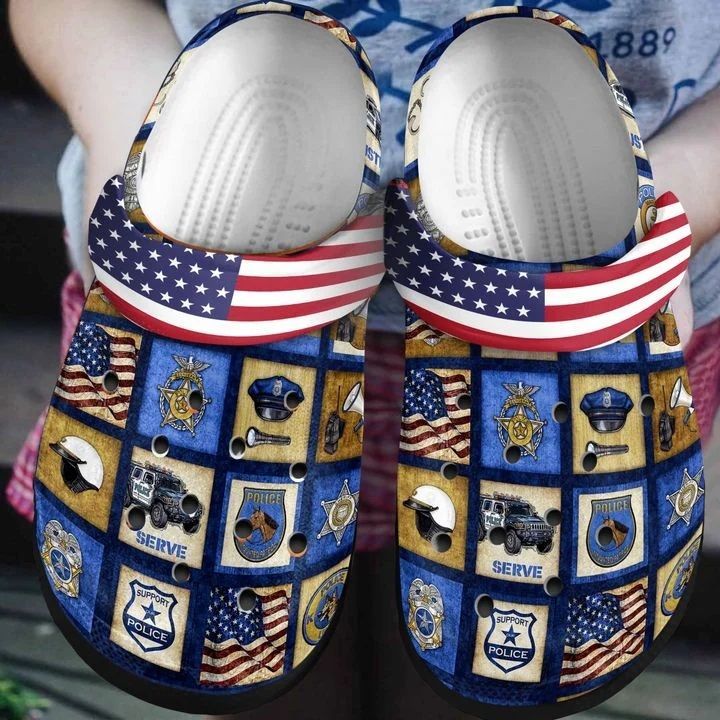 Police Personalize Clog, Custom Name, Text, Fashion Style For Women, Men, Kid, Print 3D American Police