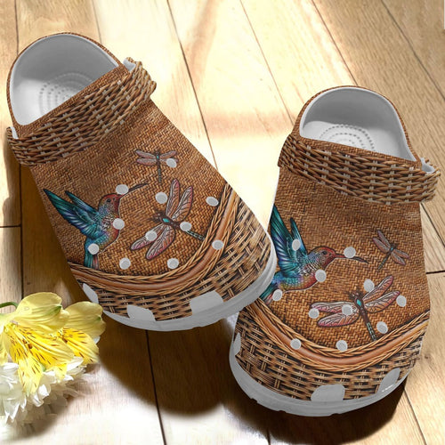 Bird Personalize Clog, Custom Name, Text, Fashion Style For Women, Men, Kid, Print 3D Whitesole Bird And Dragonfly