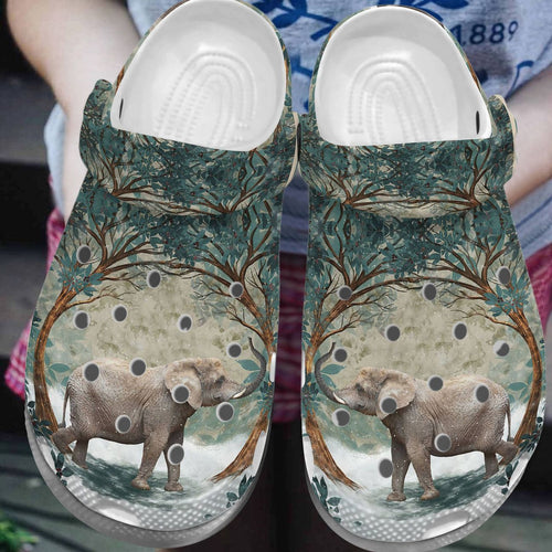 Elephant Personalize Clog, Custom Name, Text, Fashion Style For Women, Men, Kid, Print 3D Winter Elephant