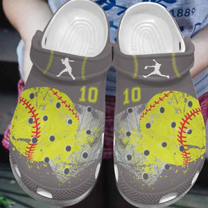 Softball Personalize Clog, Custom Name, Text, Fashion Style For Women, Men, Kid, Print 3D Personalize Peace Love Softball Girl