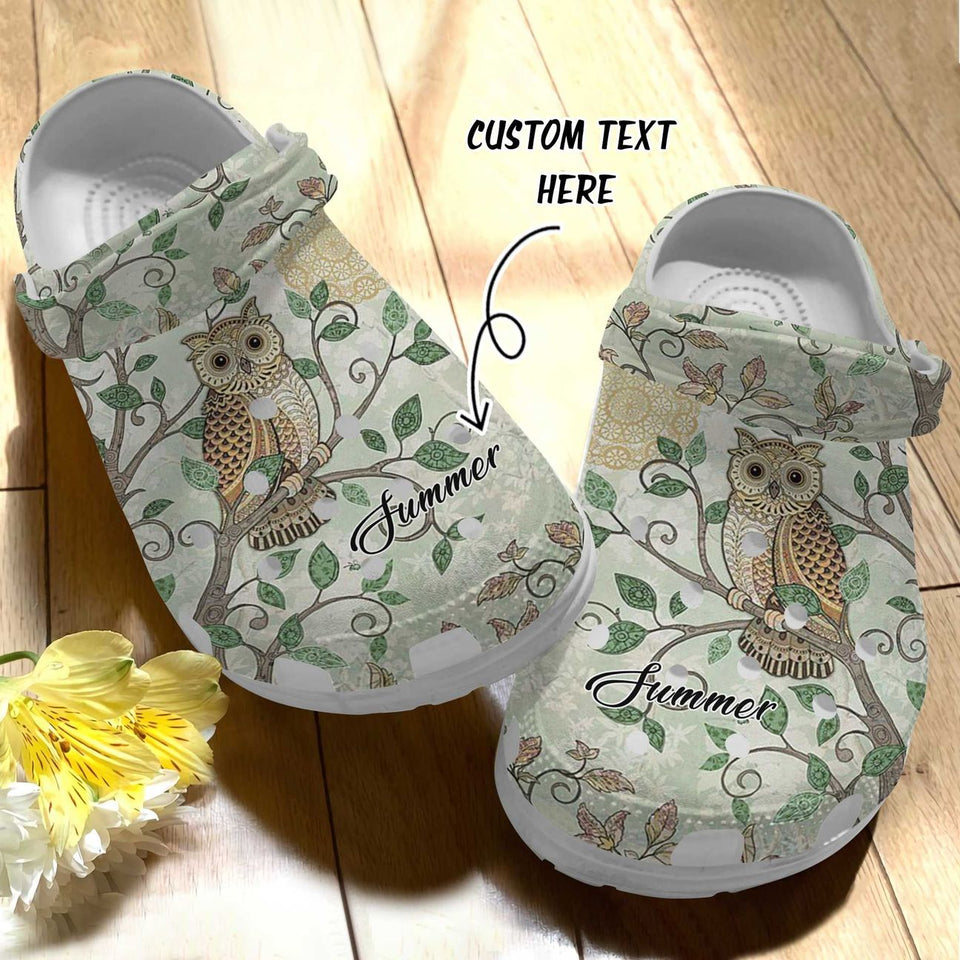 Owl Personalized Personalize Clog, Custom Name, Text, Fashion Style For Women, Men, Kid, Print 3D Cute Owl