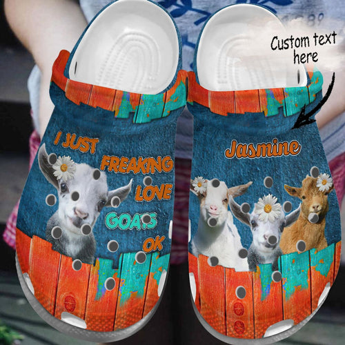 Goat Just Loves Ok Personalized Personalize Clog, Custom Name, Text, Fashion Style For Women, Men, Kid, Print 3D Whitesole