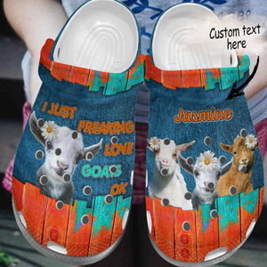 Goat Just Loves Ok Personalized Personalize Clog, Custom Name, Text, Fashion Style For Women, Men, Kid, Print 3D Whitesole