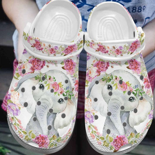 Elephant Personalize Clog, Custom Name, Text, Fashion Style For Women, Men, Kid, Print 3D Baby Cute Elephant