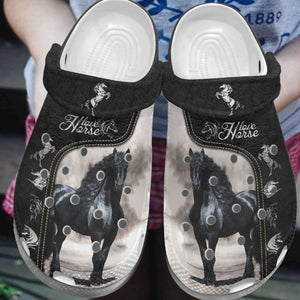 Horse Personalize Clog, Custom Name, Text, Fashion Style For Women, Men, Kid, Print 3D Just Love Horses