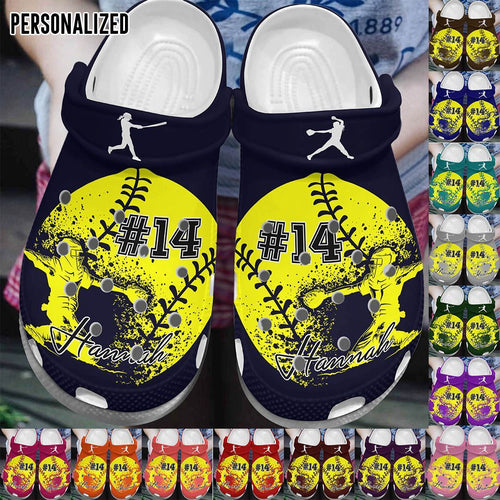Softball Personalized Personalize Clog, Custom Name, Text, Fashion Style For Women, Men, Kid, Print 3D Softball Catcher