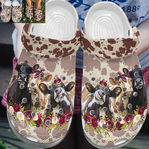 Funny Cow Personalize Clog, Custom Name, Text, Fashion Style For Women, Men, Kid, Print 3D