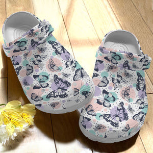 Butterfly Personalize Clog, Custom Name, Text, Fashion Style For Women, Men, Kid, Print 3D Ballet Pattern 1