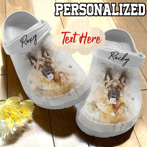 German Shepherd Personalized Personalize Clog, Custom Name, Text, Fashion Style For Women, Men, Kid, Print 3D Watercolor 1