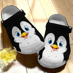 Penguin Personalize Clog, Custom Name, Text, Fashion Style For Women, Men, Kid, Print 3D Whitesole Penguin Clipart