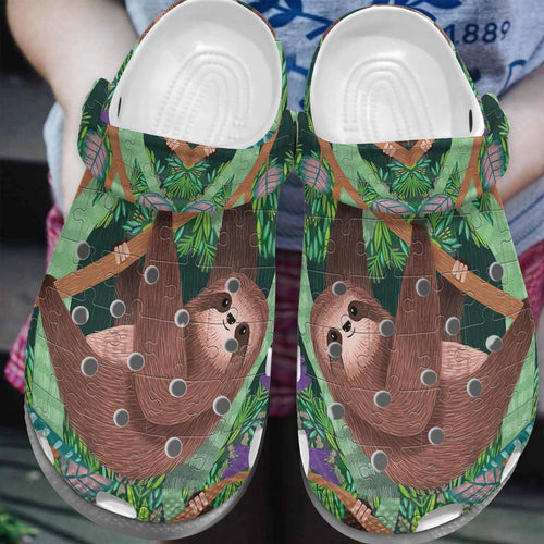 Sloth Personalize Clog, Custom Name, Text, Fashion Style For Women, Men, Kid, Print 3D Rocking