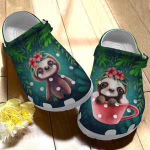Sloth Personalize Clog, Custom Name, Text, Fashion Style For Women, Men, Kid, Print 3D Whitesole Baby Sloths