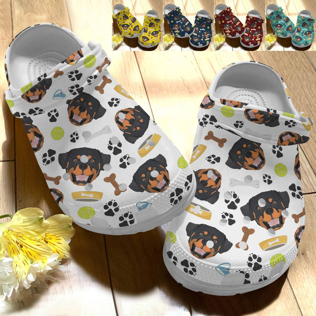Dog Personalize Clog, Custom Name, Text, Fashion Style For Women, Men, Kid, Print 3D Rottweiler V2