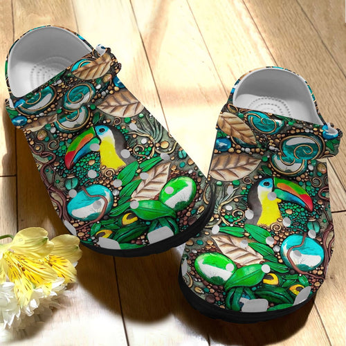 Parrot Personalize Clog, Custom Name, Text, Fashion Style For Women, Men, Kid, Print 3D Parrot In The Jungle