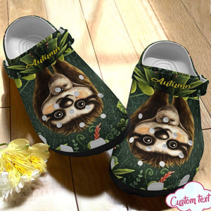 Sloth Personalized Personalize Clog, Custom Name, Text, Fashion Style For Women, Men, Kid, Print 3D Hanging Upside Down