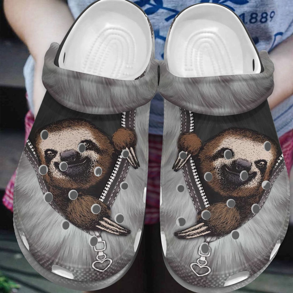 Sloth Personalize Clog, Custom Name, Text, Fashion Style For Women, Men, Kid, Print 3D Wait I Am Here