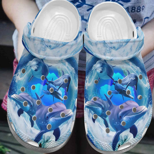 Dolphin Personalize Clog, Custom Name, Text, Fashion Style For Women, Men, Kid, Print 3D Just Love Dolphins