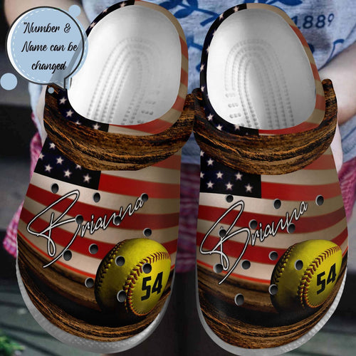 Softball Personalize Clog, Custom Name, Text, Fashion Style For Women, Men, Kid, Print 3D My Favourite Sport