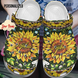 Sunflower Personalized Personalize Clog, Custom Name, Text, Fashion Style For Women, Men, Kid, Print 3D Sunflower Lover