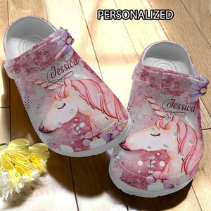 Unicorn Personalized Personalize Clog, Custom Name, Text, Fashion Style For Women, Men, Kid, Print 3D Sparkling