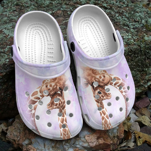 Giraffe Personalize Clog, Custom Name, Text, Fashion Style For Women, Men, Kid, Print 3D Mother & Daughter