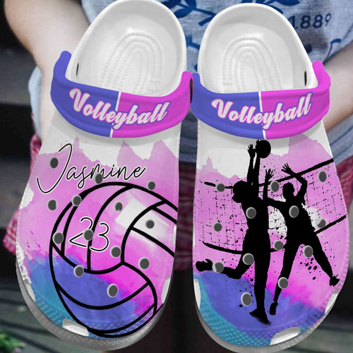 Volleyball Personalize Clog, Custom Name, Text, Fashion Style For Women, Men, Kid, Print 3D Play Volleyball