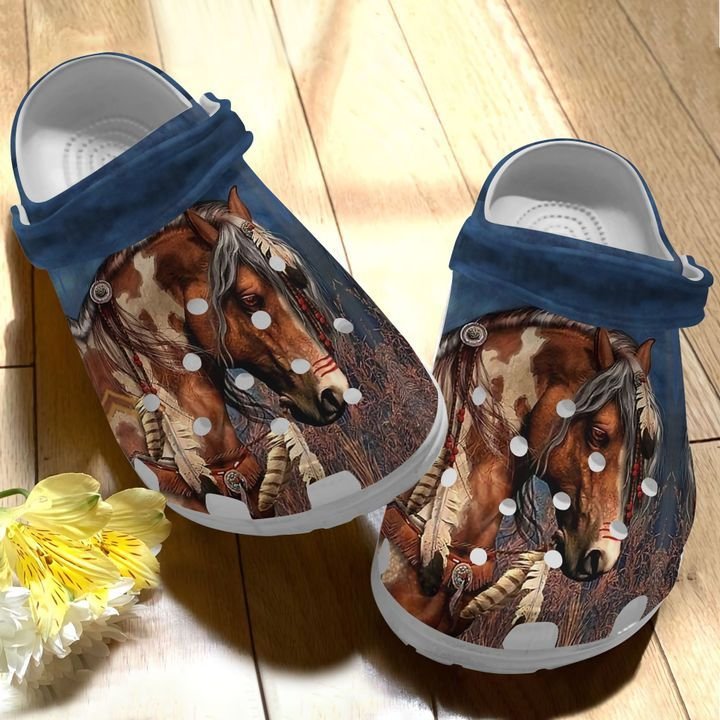 Horse Personalize Clog, Custom Name, Text, Fashion Style For Women, Men, Kid, Print 3D Native Horse