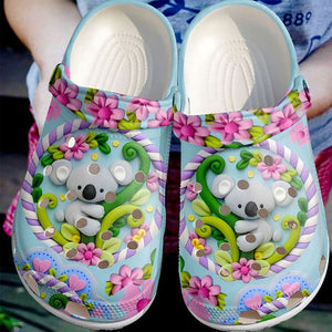 Koala Personalize Clog, Custom Name, Text, Fashion Style For Women, Men, Kid, Print 3D Koala With Flowers