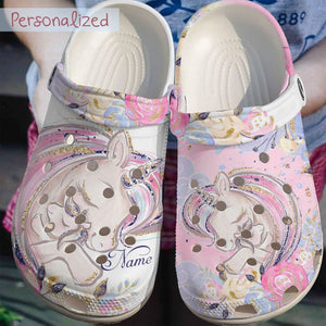 Unicorn Personalize Clog, Custom Name, Text, Fashion Style For Women, Men, Kid, Print 3D Personalized Baby Unicorn