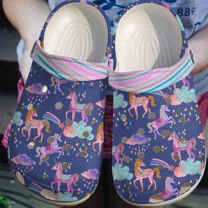 Unicorn Personalize Clog, Custom Name, Text, Fashion Style For Women, Men, Kid, Print 3D Baby Purple