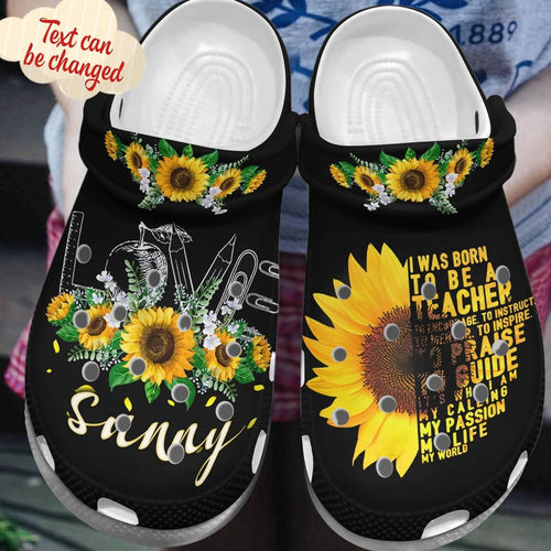 Teacher Personalize Clog, Custom Name, Text, Fashion Style For Women, Men, Kid, Print 3D Personalized Born To Be