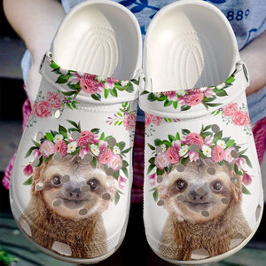 Sloth Personalize Clog, Custom Name, Text, Fashion Style For Women, Men, Kid, Print 3D Sloth Girl